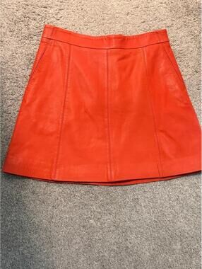 Marc by Marc Jacobs 100% Lambskin Leather Mini Skirt - Orange - 2